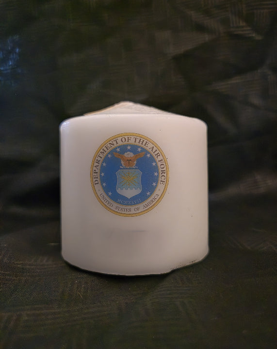 3" Pillar Candle with US Military Branch Emblem, Customizable