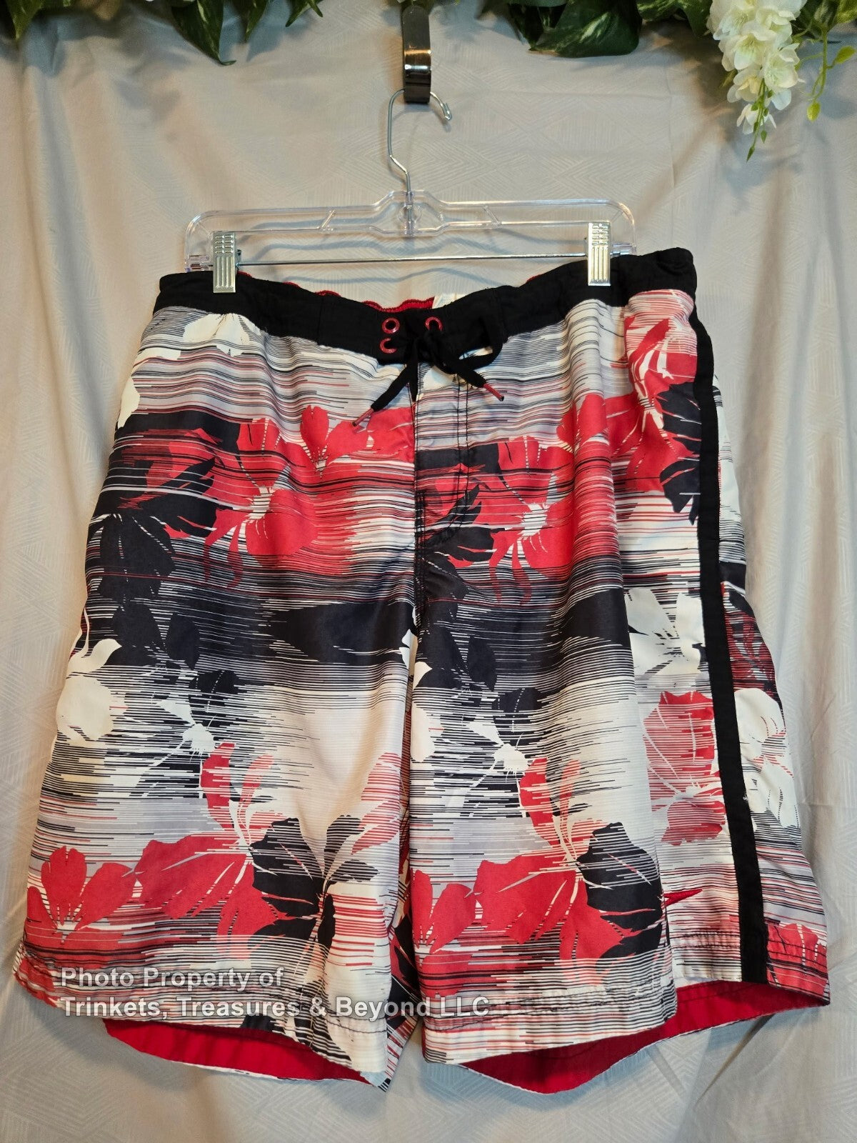Men's Swim Trunks by Speedo Black & Floral Print Size L