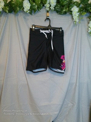 Men's Black Floral Pattern Split Board Shorts - Size M for Ultimate Co
