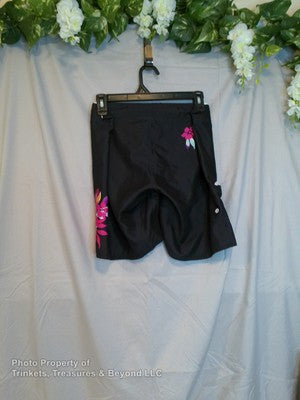 Men's Black Floral Pattern Split Board Shorts - Size M for Ultimate Co
