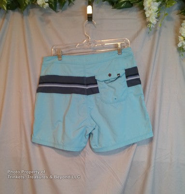 Men's Hurley Light Blue Board Shorts Size 31 - Stylish Swimwear