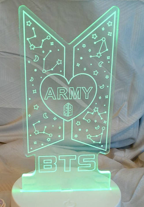 BTS Bunny & ARMY LED night light with Remote, Stickers & 2 Necklaces
