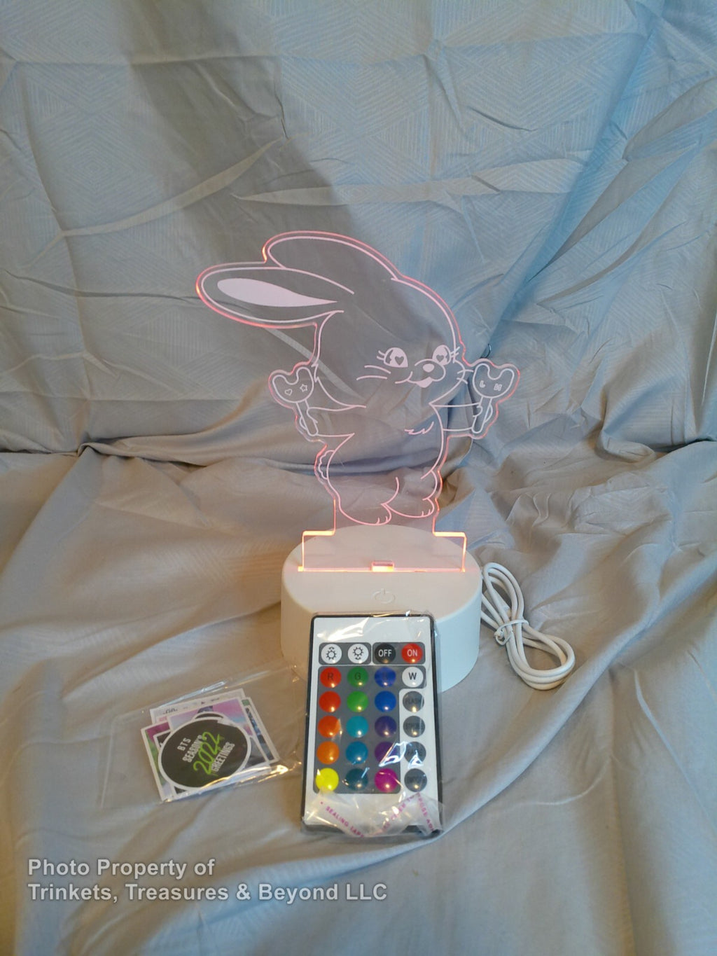 BTS Bunny & ARMY LED night light with Remote, Stickers & 2 Necklaces