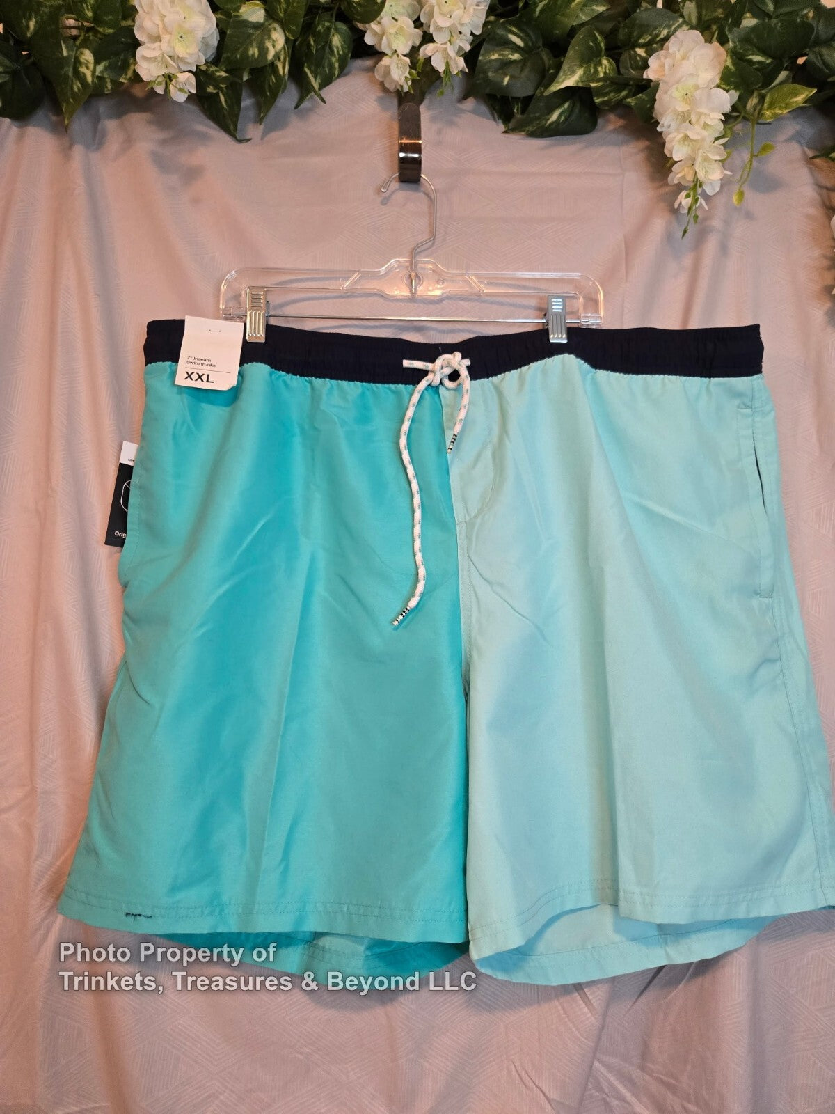 Men's Original Use Swim Trunks Two Tone Blue Size 2XL