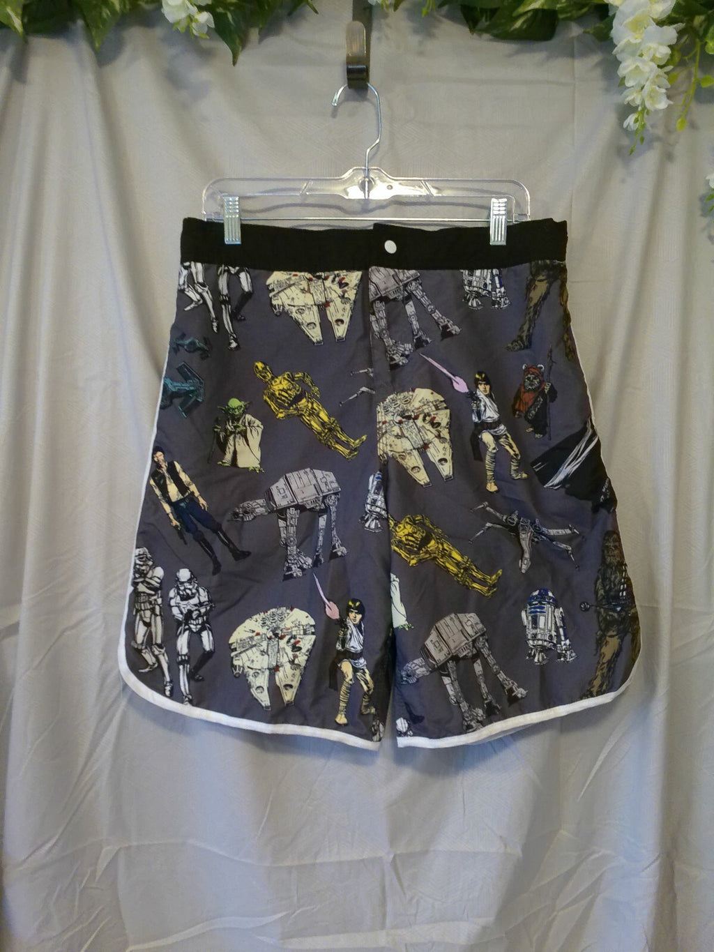 Men's Star Wars Swim Trunks Gray Various Characters Size L