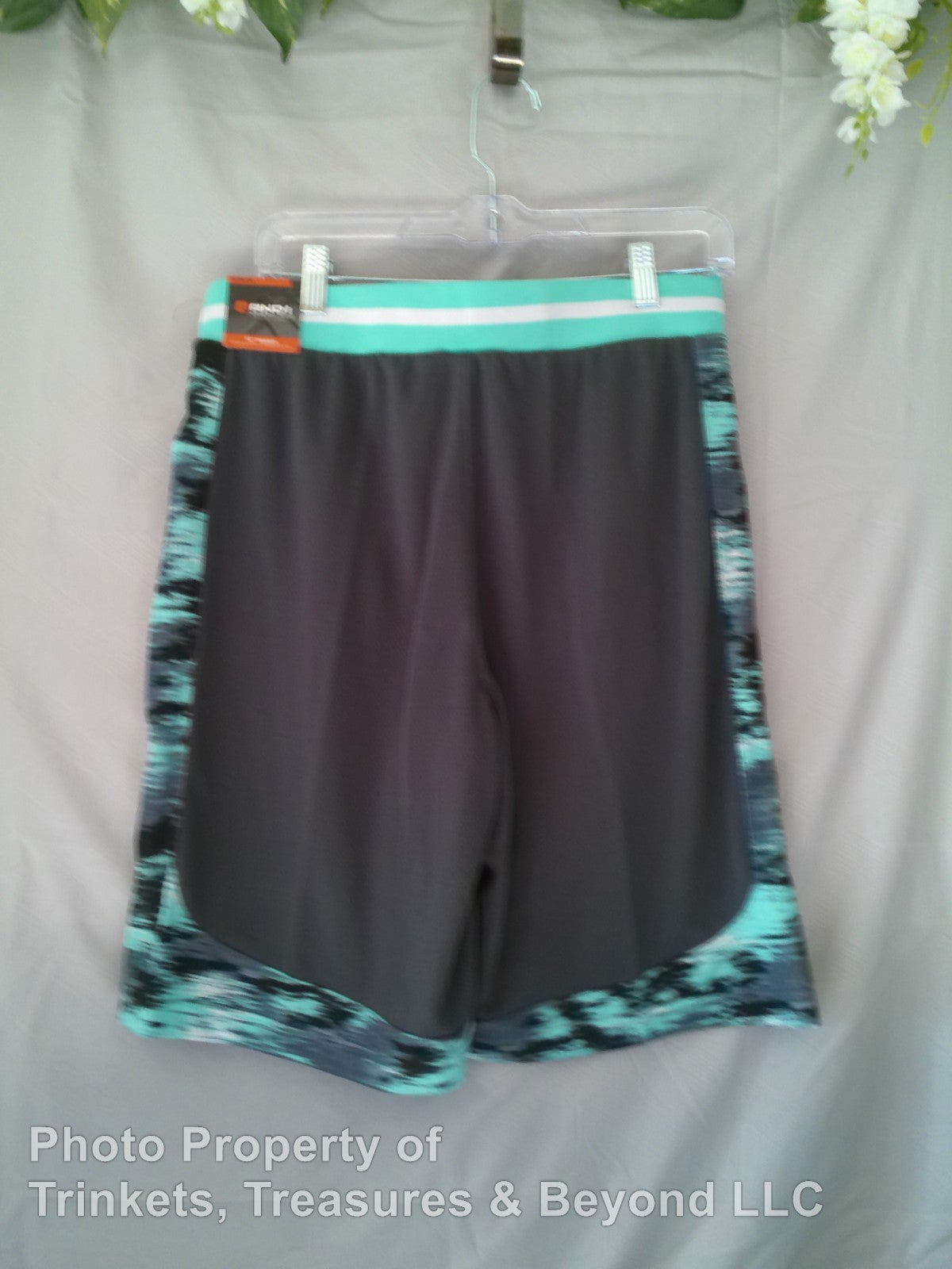 Men's AND1 Basketball Shorts 10" inseam Dark Gray with Teal/Black Trim Size M