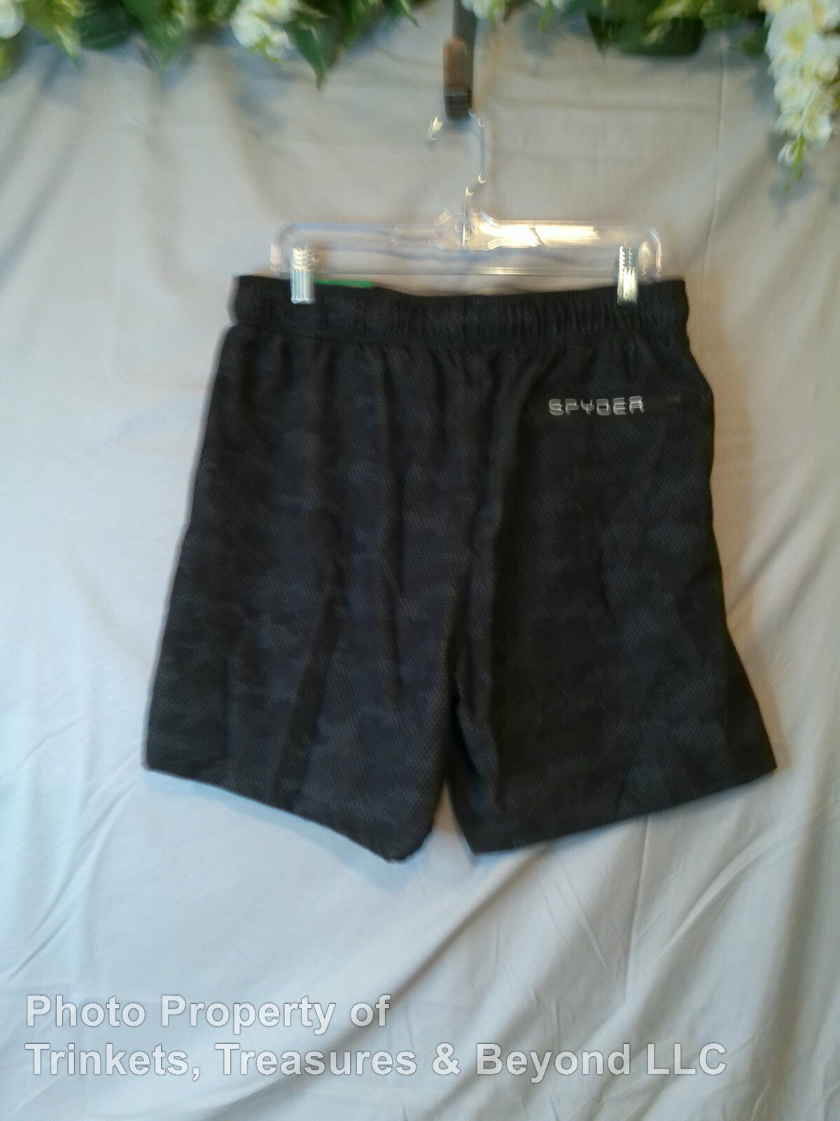 Men's Spyder Swim Trunks Black with Gray Dots Size XL with UV Protecti