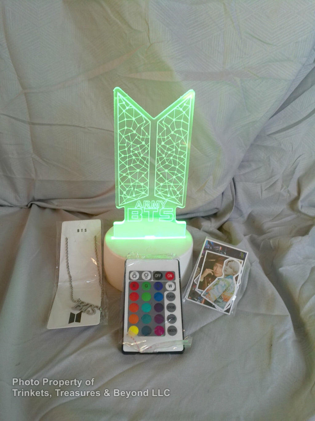BTS Bulletproof LED Night Light with Remote, Stickers & Necklace for Fans