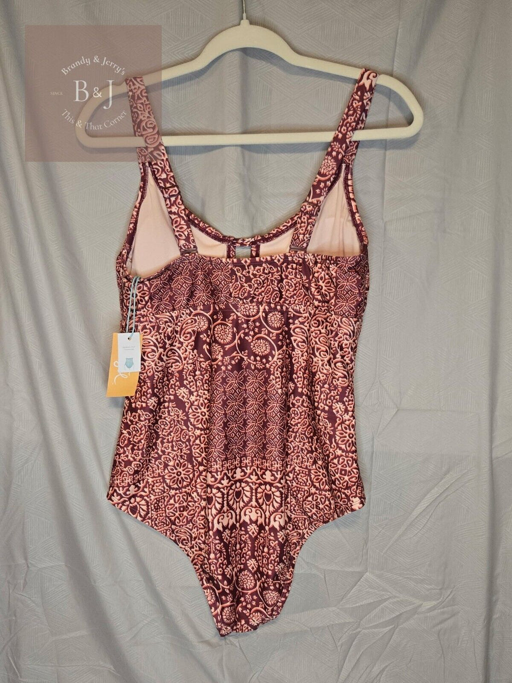 Women's Kona Sol Swimsuit Medium Coverage Seat Maroon White Floral Siz