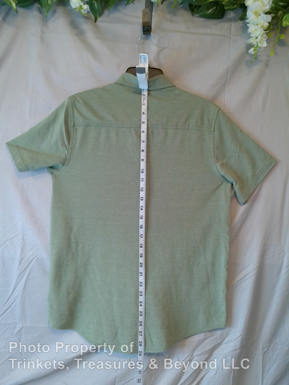 Men's George Button Up Short Sleeve Casual Shirt with Pocket Light Green Size S