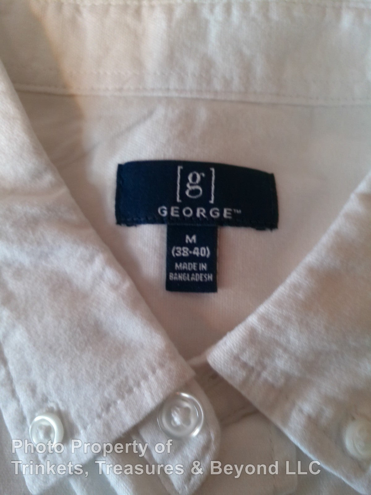 Men's George Button Down Short Sleeve Casual Shirt with Pocket White Size M