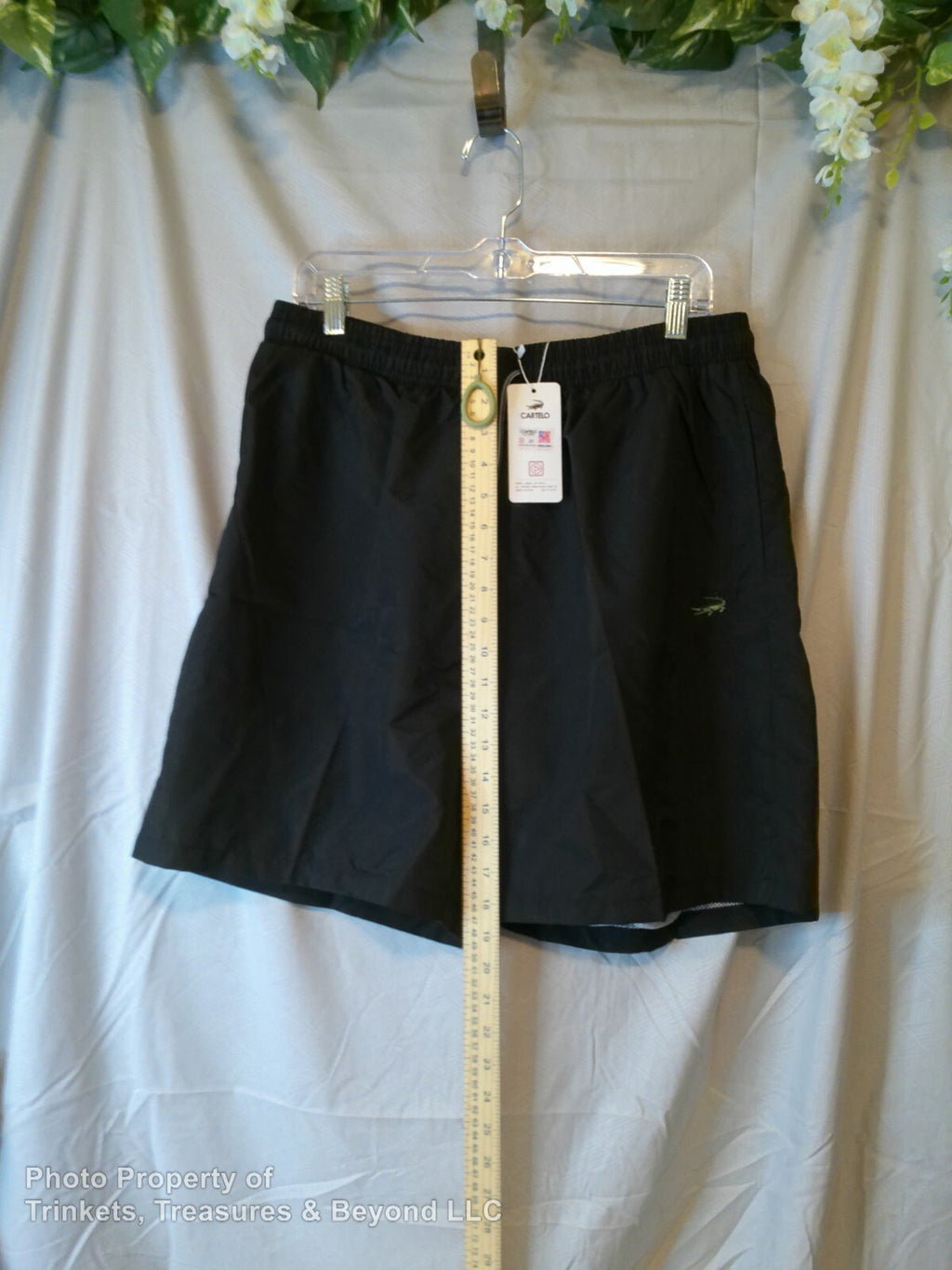 Boy's Cartelo Swim Trunks, Black with Logo and Pocket Size 4XL