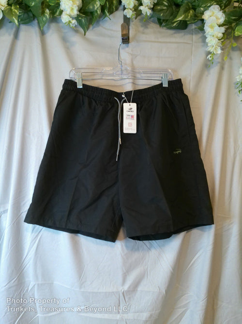 Boy's Cartelo Swim Trunks, Black with Logo and Pocket Size 4XL