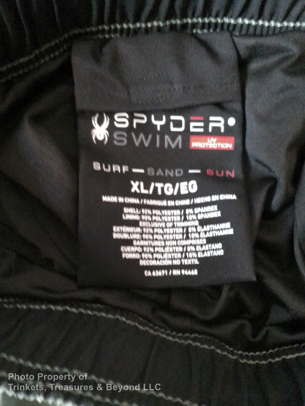 Men's Spyder Swim Trunk 30 UPF 7.5" Inseam Green/White Size XL