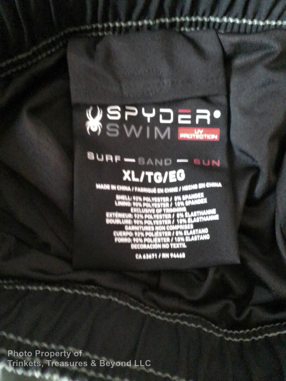 Men's Spyder Swim Trunk 30 UPF 7.5" Inseam Green/White Size XL