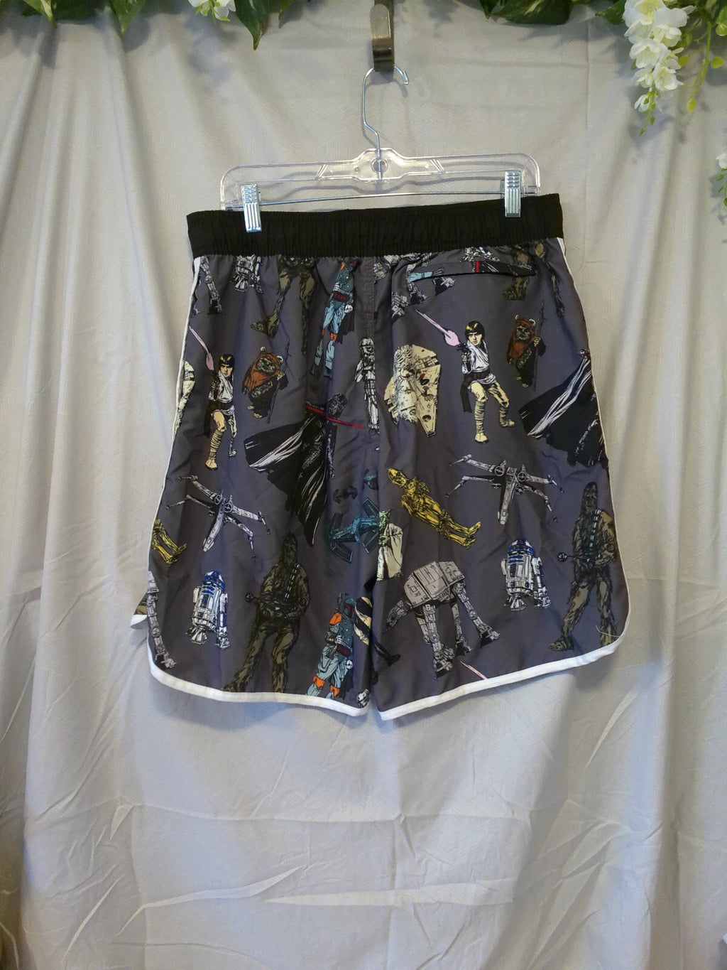Men's Star Wars Swim Trunks Gray Various Characters Size L