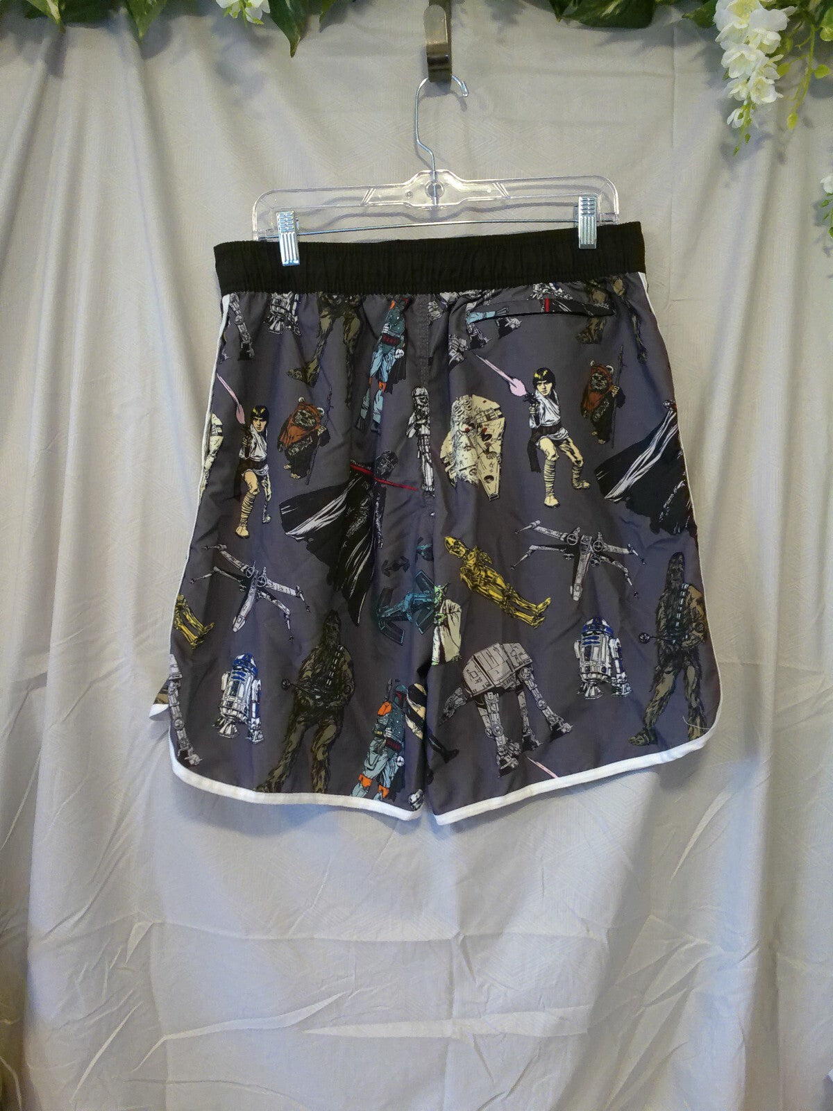 Men's Star Wars Swim Trunks Gray Various Characters Size L