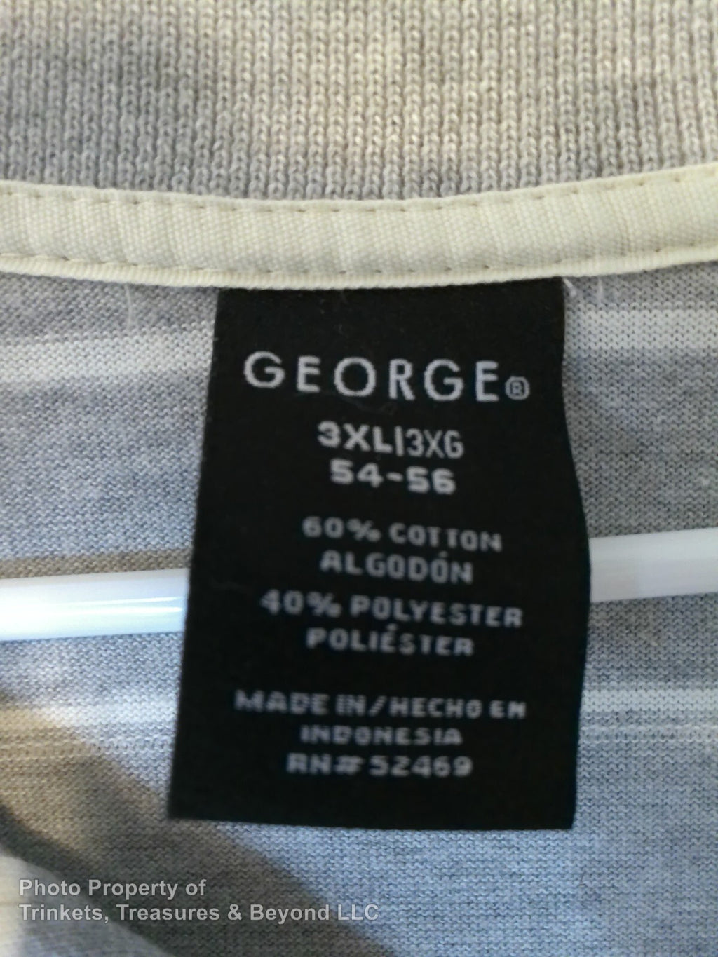 Men's George Short Sleeve Polo with Pocket Size 3XL Gray with White Stripes