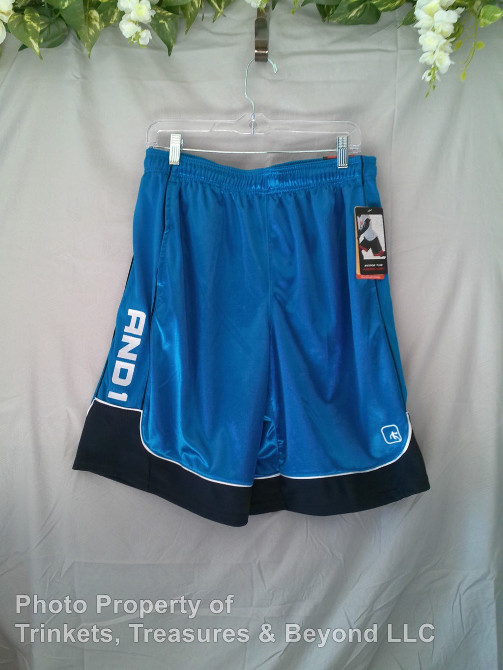 Men's AND1 Basketball Short 11" inseam Blue and Black Size M