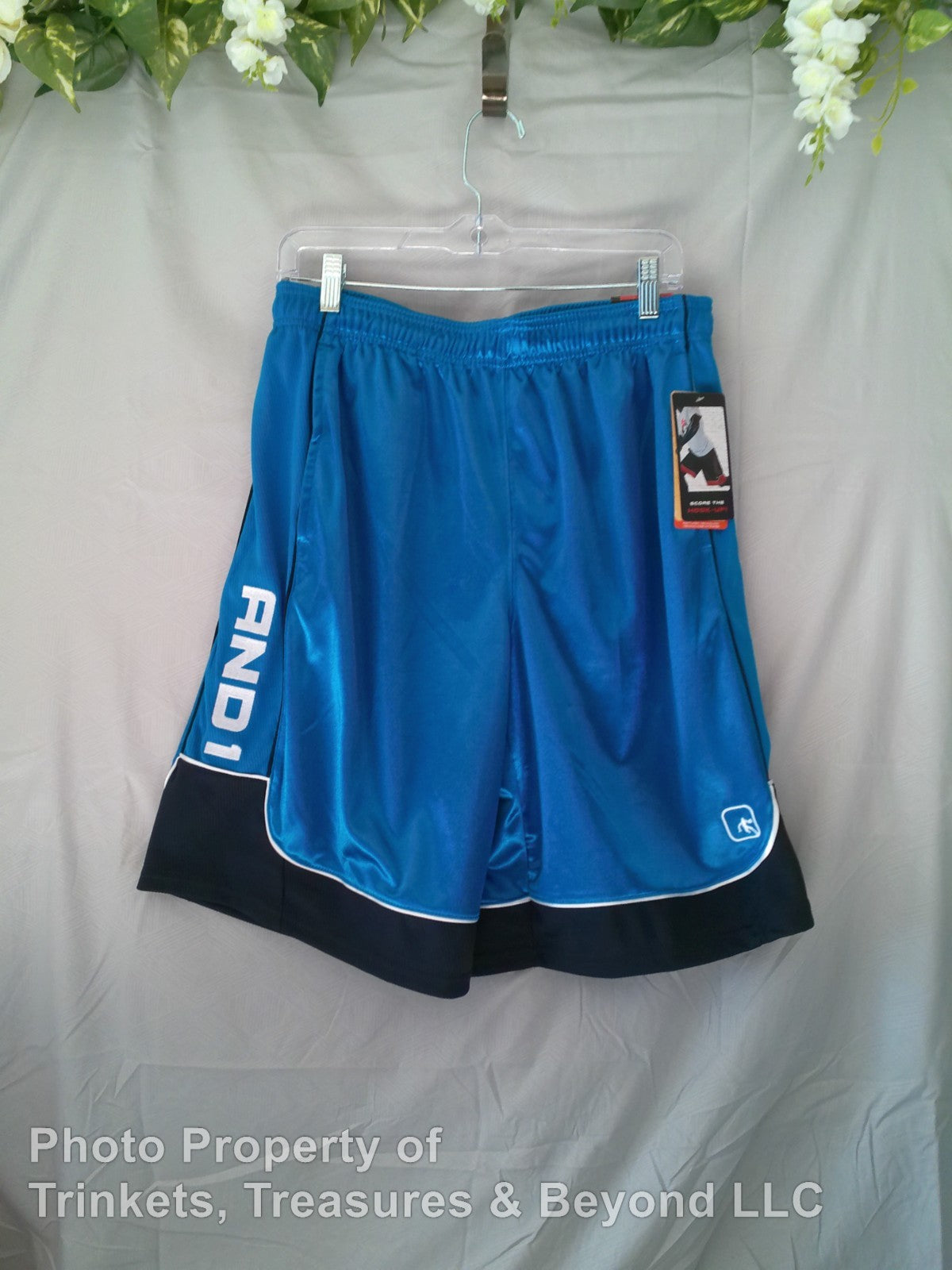 Men's AND1 Basketball Short 11" inseam Blue and Black Size M