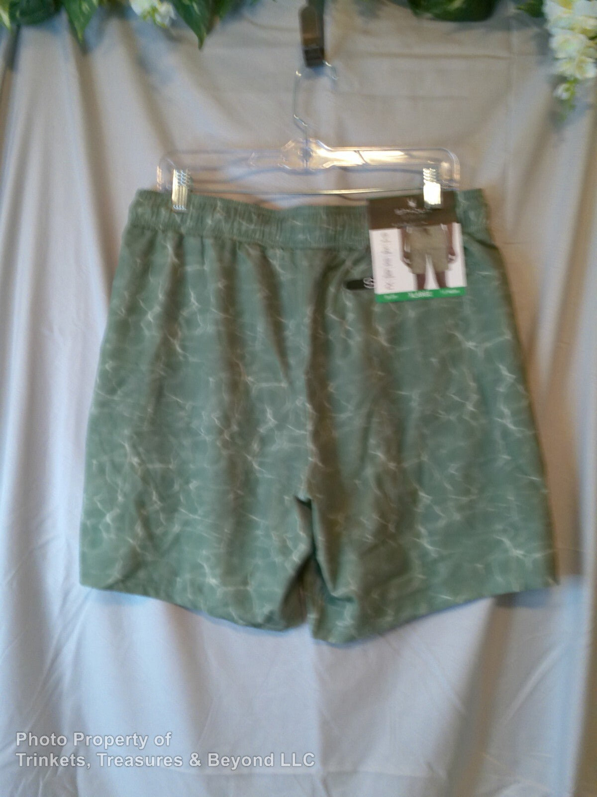 Men's Spyder Swim Trunk 30 UPF 7.5" Inseam Green/White Size XL