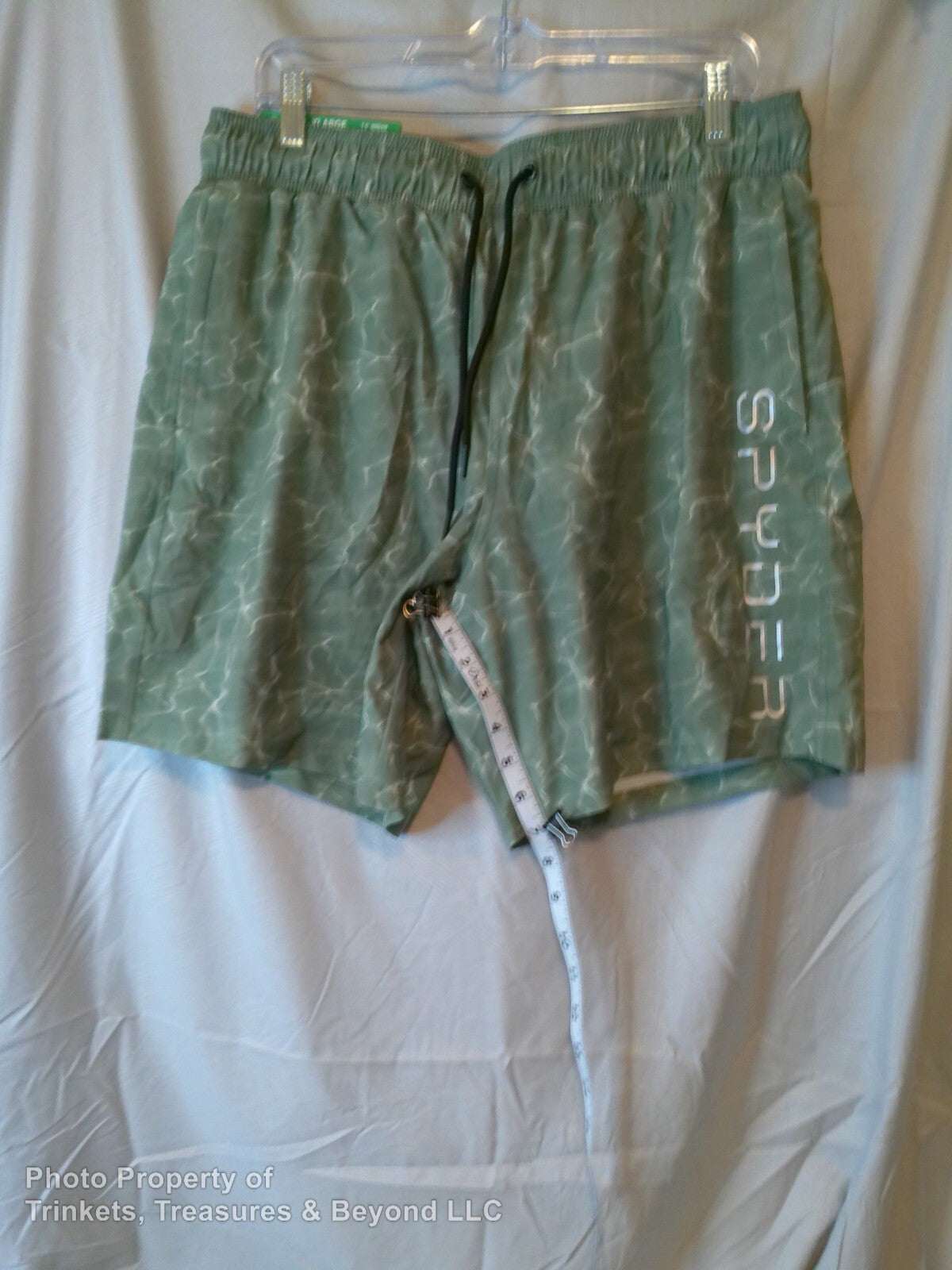 Men's Spyder Swim Trunk 30 UPF 7.5" Inseam Green/White Size XL