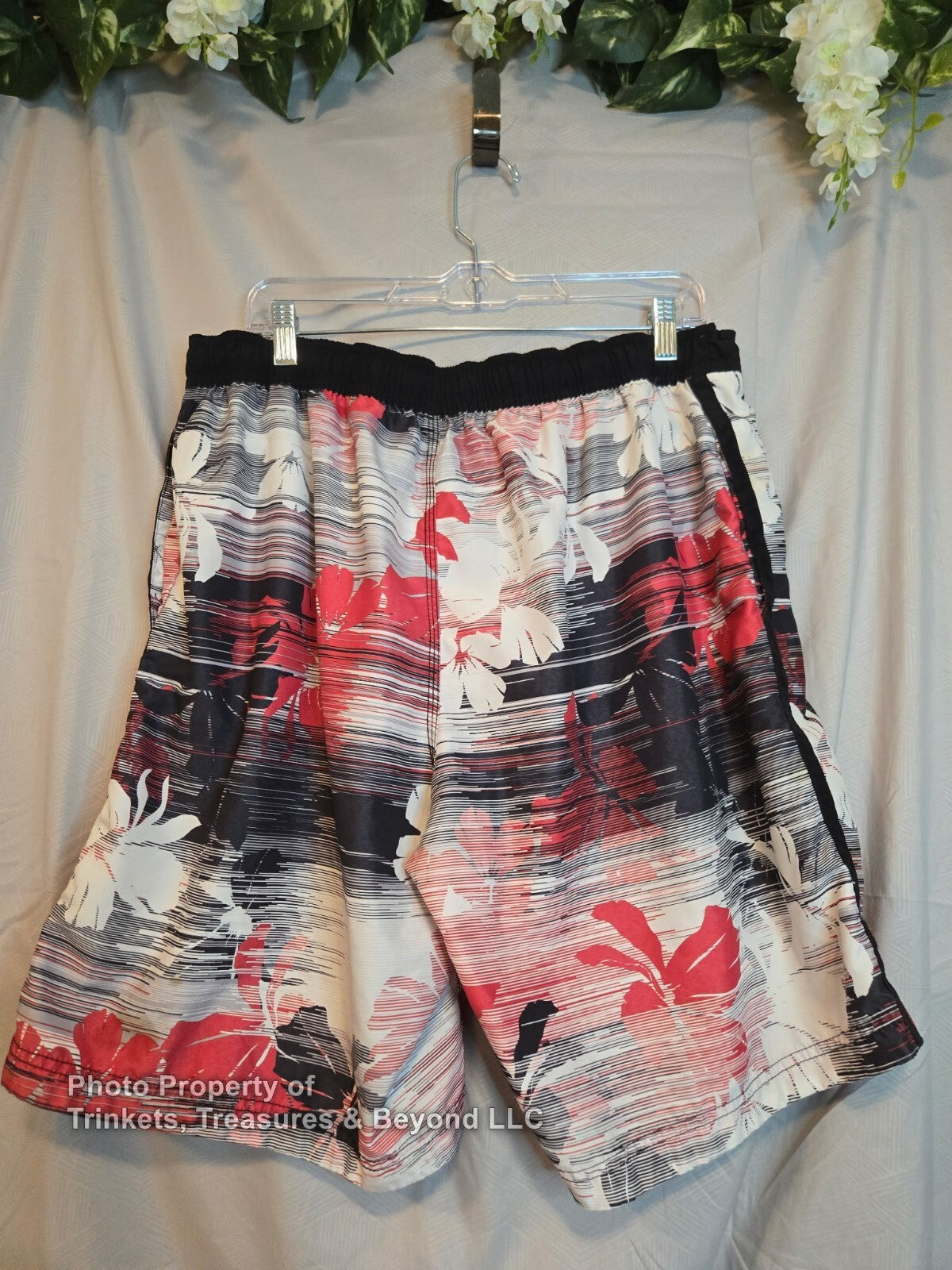 Men's Swim Trunks by Speedo Black & Floral Print Size L