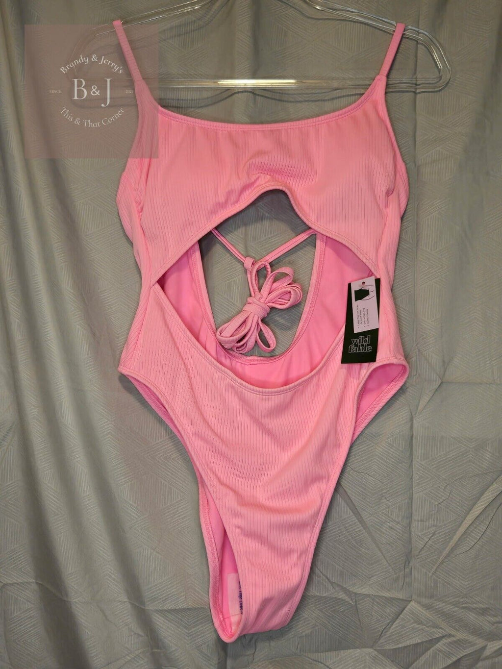 Women's Wild Fable Swimsuit Long Ties Extra High Leg Pink Size XL